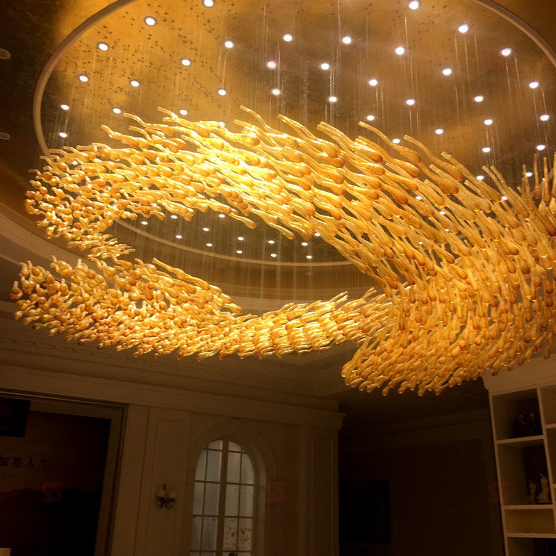 Golden Vortex Sculptural Chandelier for Luxury Spaces